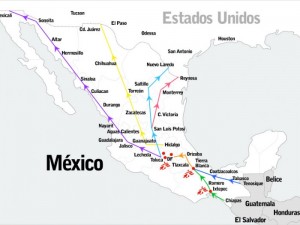 En este mapa podemos observar las diferentes rutas de migración, además de las ciudades que se deben atravesar/ Fuente: Médicos Sin Fronteras.