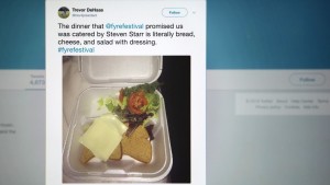 Tweet sobre el catering del Fyre Festival que se viralizó en cuestión de segundos (Fuente: Netflix)